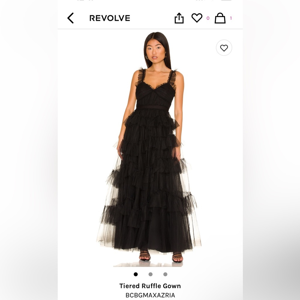 BCBGMAXAZRIA Tiered Ruffle Gown
